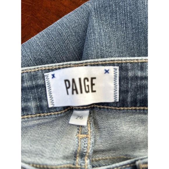 Paige Verdugo Ankle Jeans Womens Sz 26x28‎ Medium Wash Low Rise Raw Hem - Picture 3 of 8